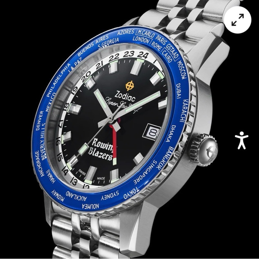 Zodiac Rowing Blazers Stainless Steel GMT Watch - Limited Edition NWT